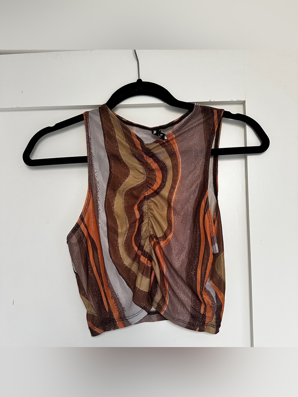 Motel rocks multicolor sheer mesh cropped tank